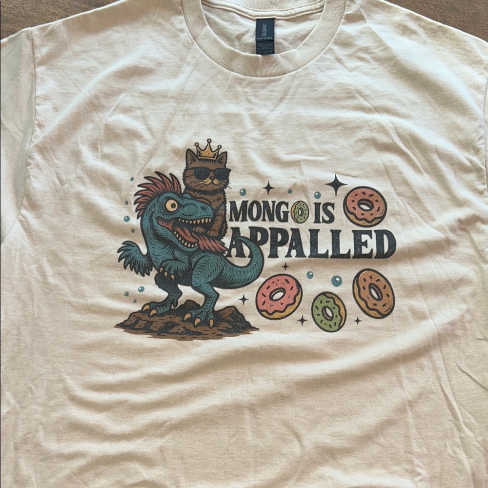 Cream Graphic Dungeon Crawler Carl DCC with Donut and Mongo T-Shirt